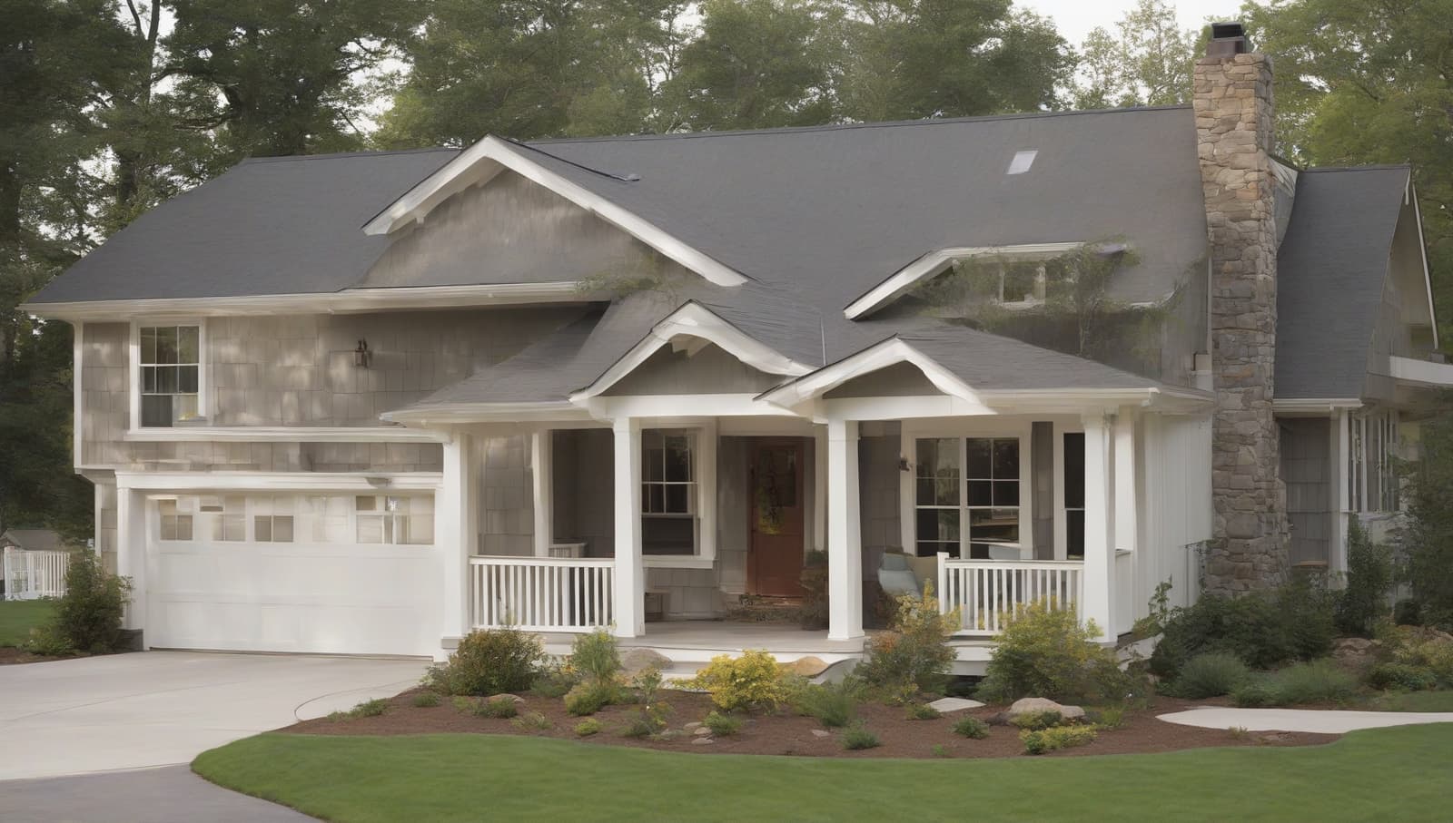 Covered porch attached to the front of a house